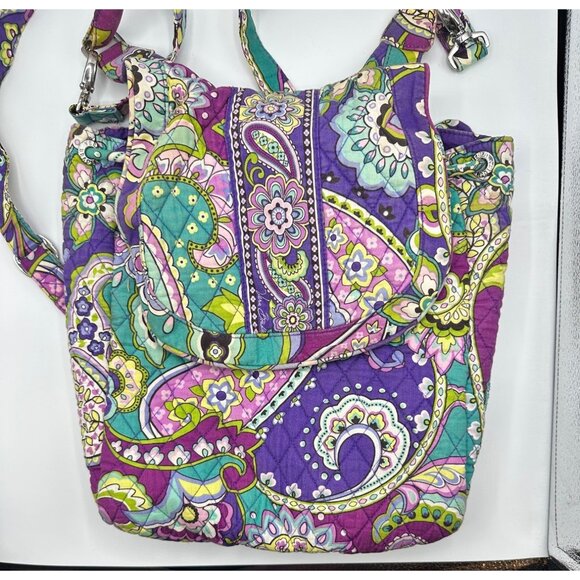 Vera Bradley Purple Paisley Convertible Backpack Purse With Adjustable Straps Zi - Picture 1 of 9